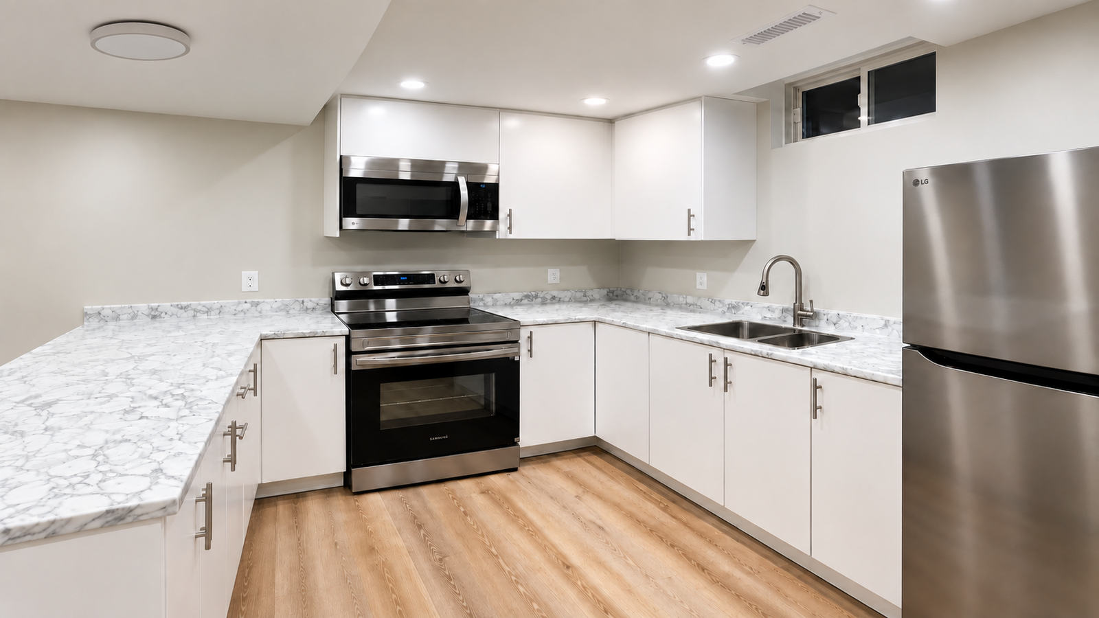 Modern minimalist kitchen renovation by AMA Renovations, Landscape 1.91:1